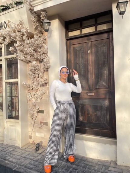 بنطلون وايد ليج كاروهات ماتريال اسكوبا