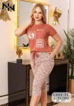 بيجاما صيفي حريمي “فلوريش” قطعتين بنطلون منقوش (Copy)